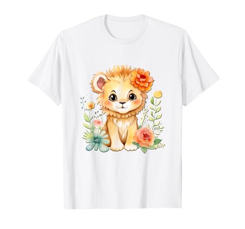 Baby Löwe mit Blumen süße Löwin Mädchen Tochter T-Shirt Baby Löwe mit Blumen süße Löwin Mädchen Tochter T-Shirt von süßer farbenfrohe Löwen Liebhaber Outfits