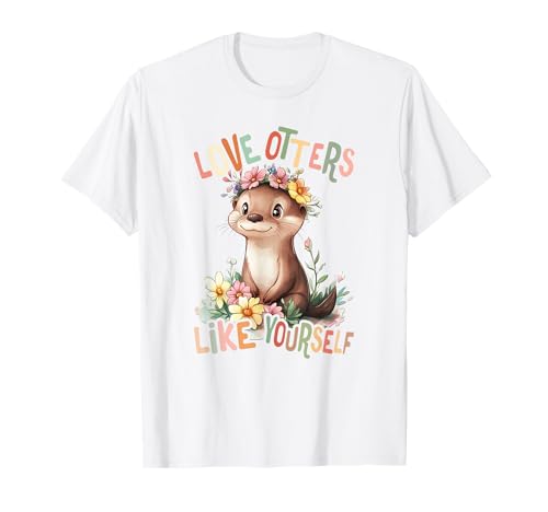 Baby Otter mit Blumen Liebe andere Otters Mädchen Tochter T-Shirt von süßer farbenfrohe Otter Liebhaber Outfits