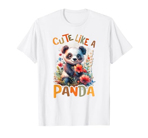 Baby Panda mit Blumen Pandas Pandabär Cute like a panda T-Shirt von süßer farbenfrohe Panda Liebhaber Outfits