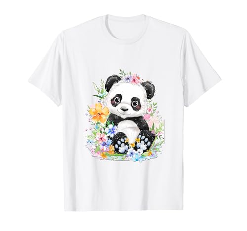 Baby Panda mit Blumen Pandas und Koala Pandabär Mädchen T-Shirt von süßer farbenfrohe Panda Liebhaber Outfits