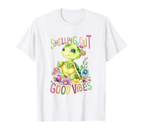 Baby Schildkröte mit Blumen süße Kröte Mädchen Good Vibes T-Shirt von süßer farbenfrohe Schildkröten Liebhaber Outfits