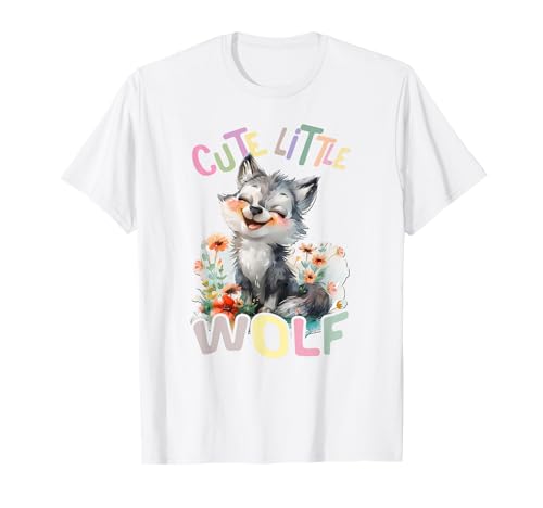 cute little Wolf mit Blumen süße Wölfe Mädchen Tochter Sohn T-Shirt cute little Wolf mit Blumen süße Wölfe Mädchen Tochter Sohn T-Shirt von süßer farbenfrohe Wolf Liebhaber Outfits