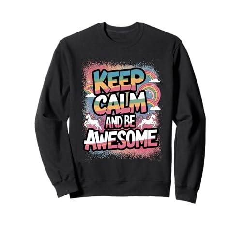 Tochter Keep Calm be Awesome Einhorn Ponny Mädchen pinkes Sweatshirt von süßes Regenbogen Einhörner Designs für Mädels