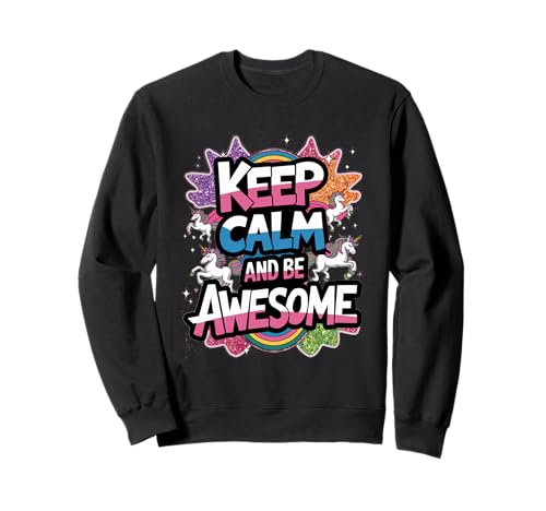 Tochter Keep Calm be Awesome Einhorn Ponny Mädchen pinkes Sweatshirt von süßes Regenbogen Einhörner Designs für Mädels
