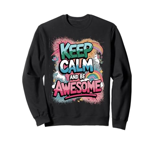 Tochter Keep Calm be Awesome Einhorn Ponny Mädchen pinkes Sweatshirt von süßes Regenbogen Einhörner Designs für Mädels