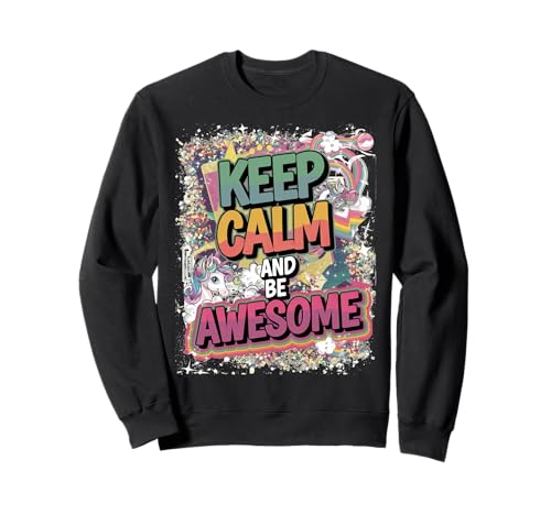 Tochter Keep Calm be Awesome Einhorn Ponny Mädchen pinkes Sweatshirt von süßes Regenbogen Einhörner Designs für Mädels