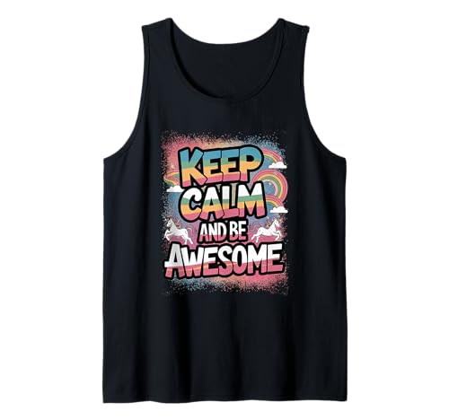 Tochter Keep Calm be Awesome Einhorn Ponny Mädchen pinkes Tank Top von süßes Regenbogen Einhörner Designs für Mädels