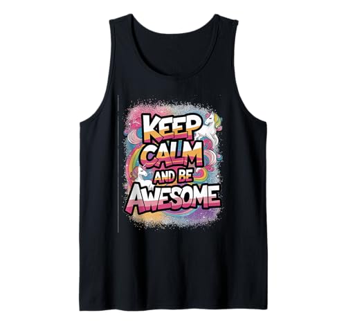 Tochter Keep Calm be Awesome Einhorn Ponny Mädchen pinkes Tank Top von süßes Regenbogen Einhörner Designs für Mädels