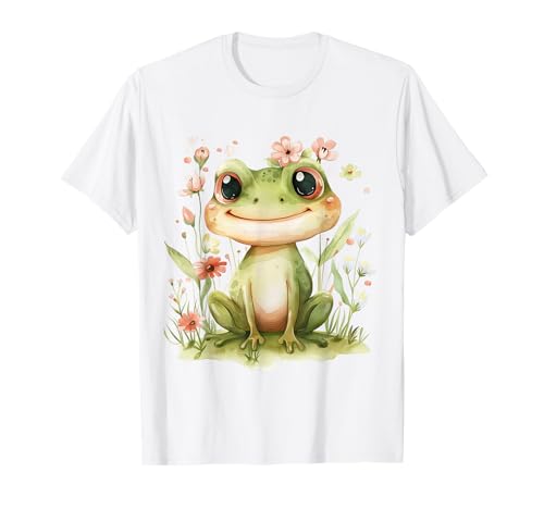 Frosch mit Blumen süße Frösche Mädchen Tochter T-Shirt Frosch mit Blumen süße Frösche Mädchen Tochter T-Shirt von süßes farbenfrohe Frosch Liebhaber Outfits