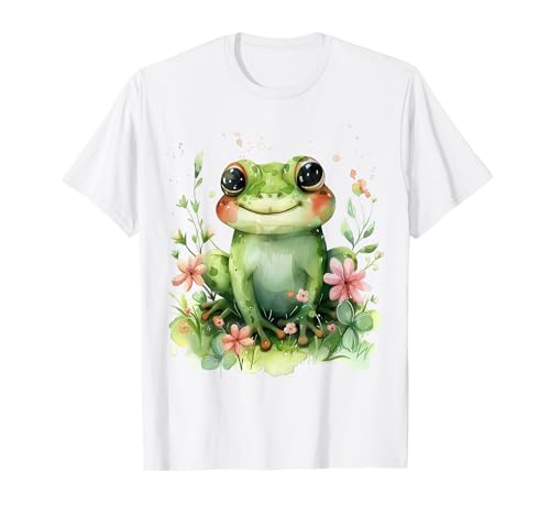 Frosch mit Blumen süße Frösche Mädchen Tochter T-Shirt Frosch mit Blumen süße Frösche Mädchen Tochter T-Shirt von süßes farbenfrohe Frosch Liebhaber Outfits