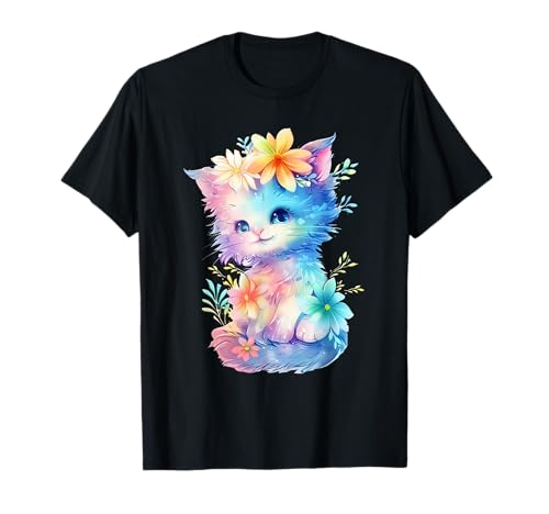 Baby Katze mit Blumen süße Katzen Kätzchen Mädchen Tochter T-Shirt von süßes farbenfrohe Katzen Liebhaber Outfits
