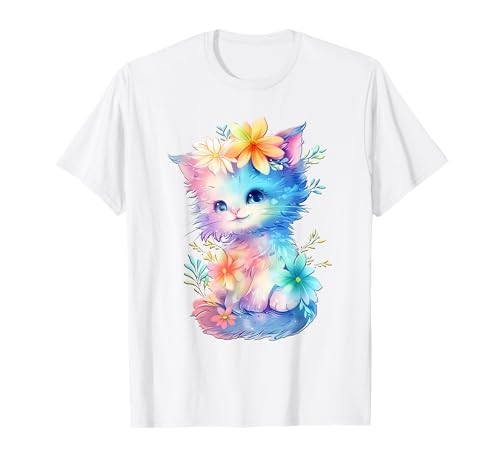 Baby Katze mit Blumen süße Katzen Kätzchen Mädchen Tochter T-Shirt von süßes farbenfrohe Katzen Liebhaber Outfits