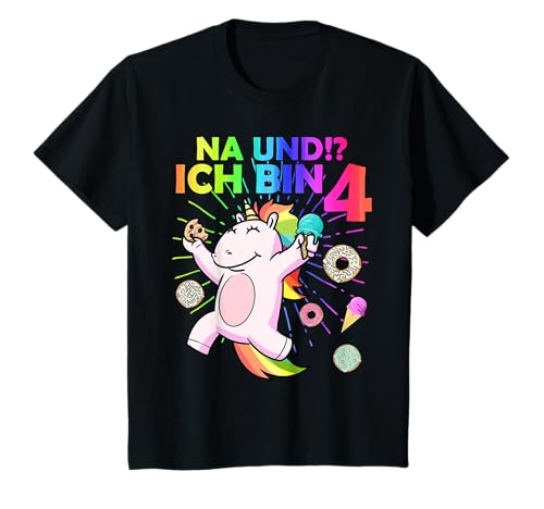 Freches Mädchen Einhorn süßes Geschenk 4 Jahre Geburtstag T-Shirt von süßes und lustiges Einhorn Für kleine Mädchen