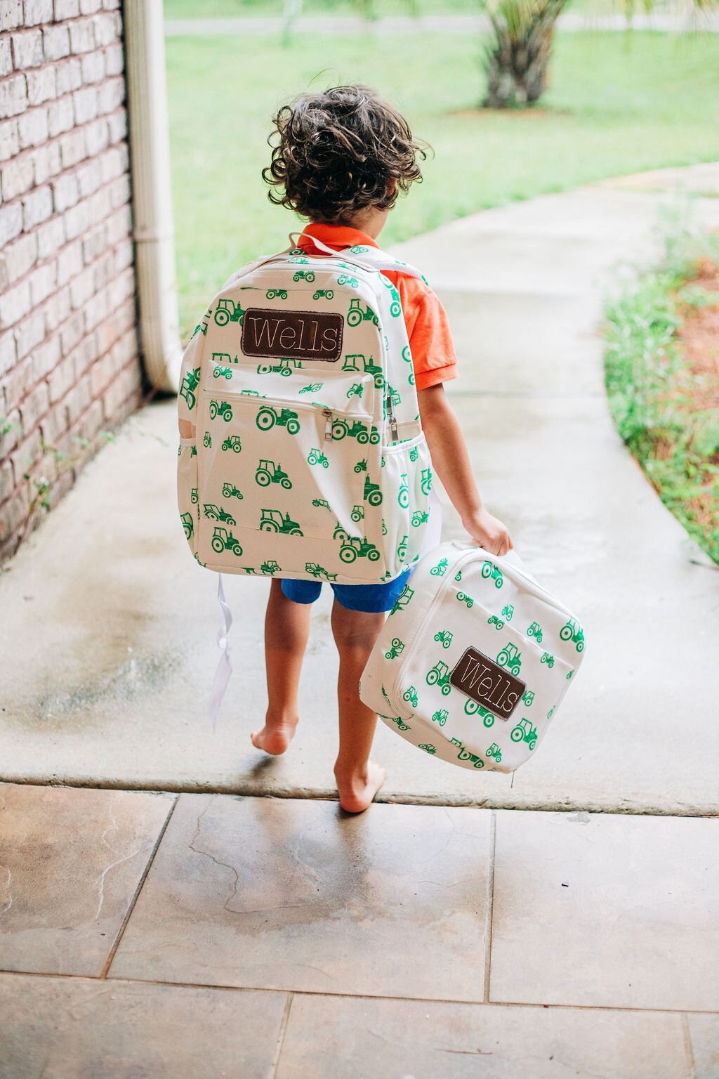 Jungen Rucksack, Schultasche, Lunch Bag, Monogramm, Personalisiert, Bestickt, Kinder, Traktor Rucksack von sugarbeeclothing