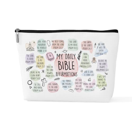 Christliche Geschenke für Frauen, inspirierende Make-up-Tasche, positive Denkweise, religiöse Geschenke für Frauen, Mutter, Muttertag, Geburtstag, Bibelvers, Affirmationen, Glaube, Kosmetiktasche, von sugargoo