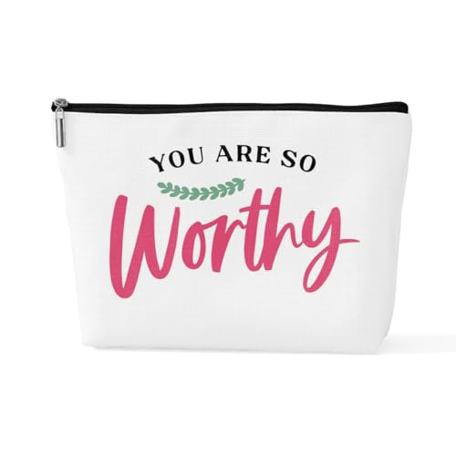 Inspirierende Make-up-Tasche für psychische Gesundheit, positive Bestätigungen, Geschenke für Frauen, Berater, Psychologin, Bestie, Muttertag, Geburtstag, Kosmetiktasche, Würdig, 10*7*2.5 inches von sugargoo