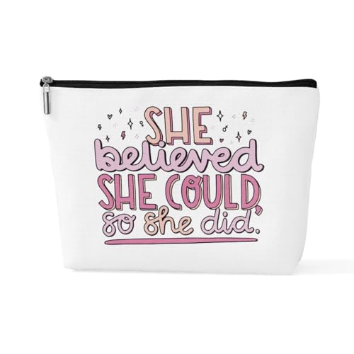 Positive Affirmationsgeschenke, inspirierende Make-up-Tasche, Ermutigungsgeschenke für Frauen, beste Freundin, Tochter, Muttertag, Geburtstag, spirituelle Kosmetiktasche, Believe, 10*7*2.5 inches von sugargoo