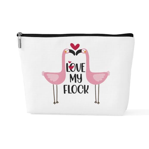 sugargoo Flamingo-Geldbörse, Reise-Make-up-Tasche, Kosmetiktasche, Flamingo-Geschenke für Frauen, Flamingo-Liebhaber, Beflockung, 10*7*2.5 inches von sugargoo