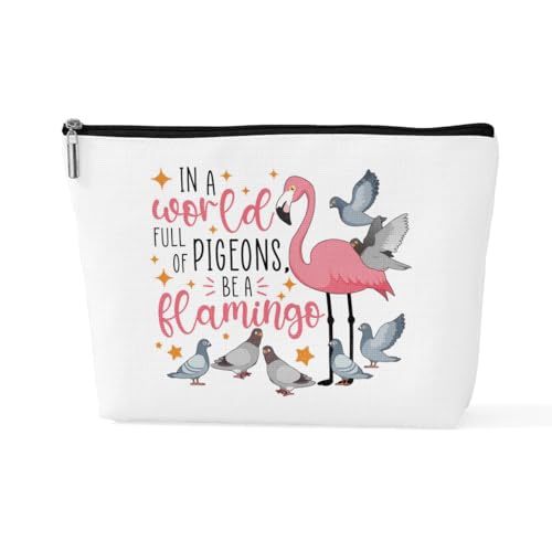 sugargoo Flamingo-Geldbörse, Reise-Make-up-Tasche, Kosmetiktasche, Flamingo-Geschenke für Frauen, Flamingo-Liebhaber, Tauben, 10*7*2.5 inches von sugargoo