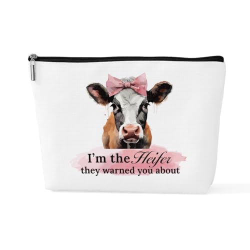 sugargoo Lustiges Kuh-Geschenk, Kuh-Geschenke für Frauen, Western-Make-up-Tasche, Kuh-Thema, Geschenke für Kuhliebhaber, Färsen-Make-up-Tasche, Heifer6, 10*7*2.5 inches von sugargoo