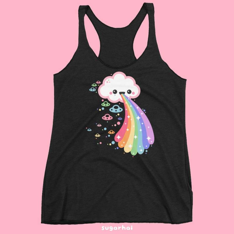 Pastell Goth Tank Tops, Weiche Grunge Shirts, Kawaii Regenbogen Alternative Kleidung, Niedliche Kotzende Wolke, Ästhetisch von sugarhai