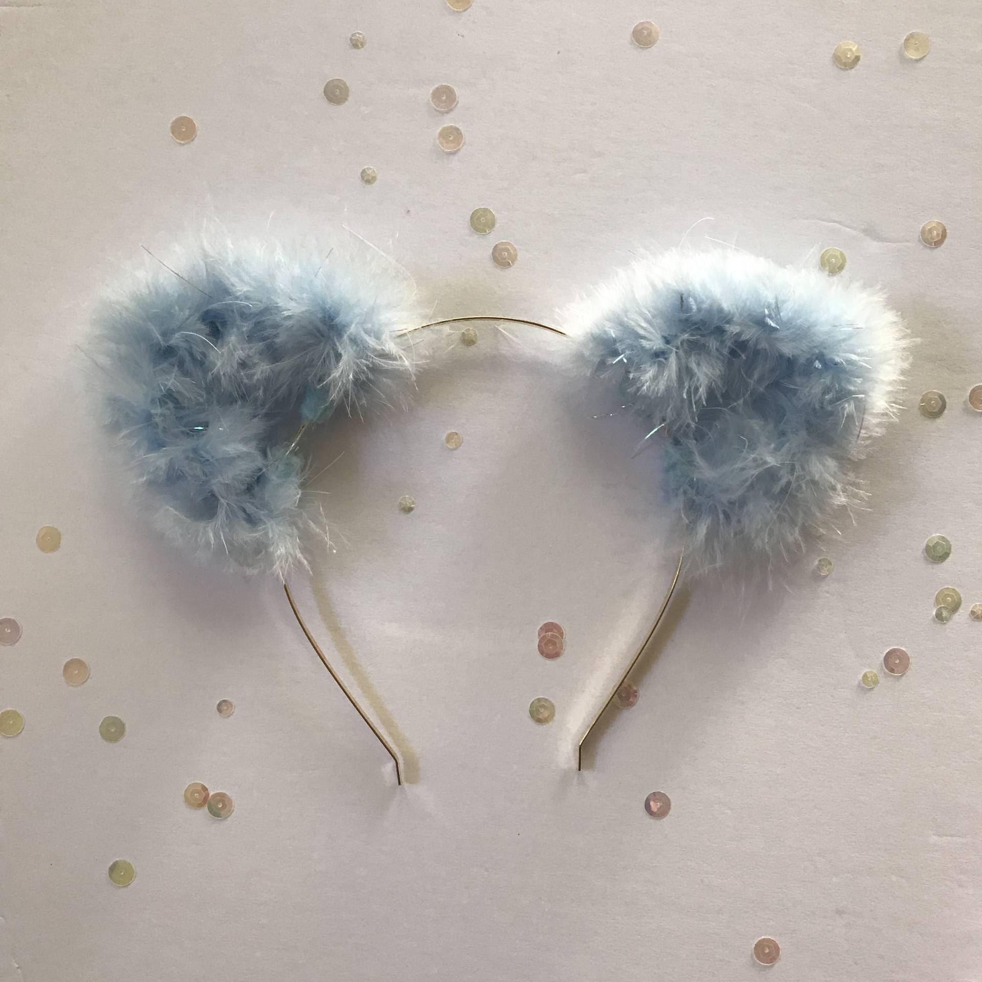 Himmelblaue Katzenohren Mit Tinsel - Hellblaue Weiche Blaue Festival Stirnband Blaues Katzenohr Himmelblaue Katzenohren Mit Tinsel - Hellblaue Weiche Blaue Festival Stirnband Blaues Katzenohr von sugarlux