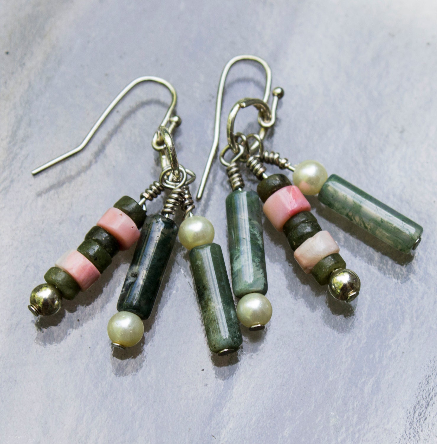 Achat Und Rosa Heishi Ohrringe Achat Und Rosa Heishi Ohrringe von sugartreecreek