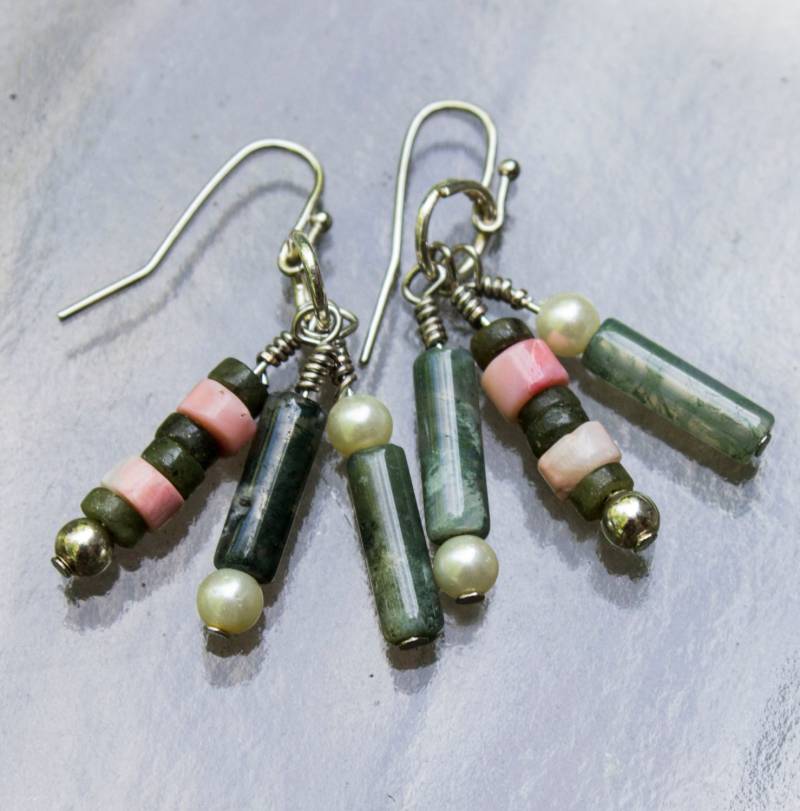 Achat Und Rosa Heishi Ohrringe Achat Und Rosa Heishi Ohrringe von sugartreecreek