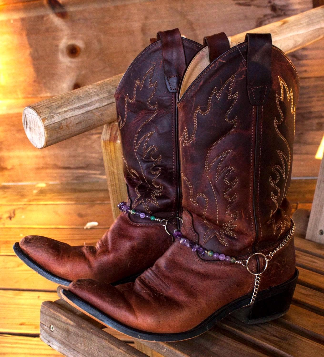 Amethyst Nugget Und Aquaterra Western-Stiefel-Kette Stiefelschmuck von sugartreecreek