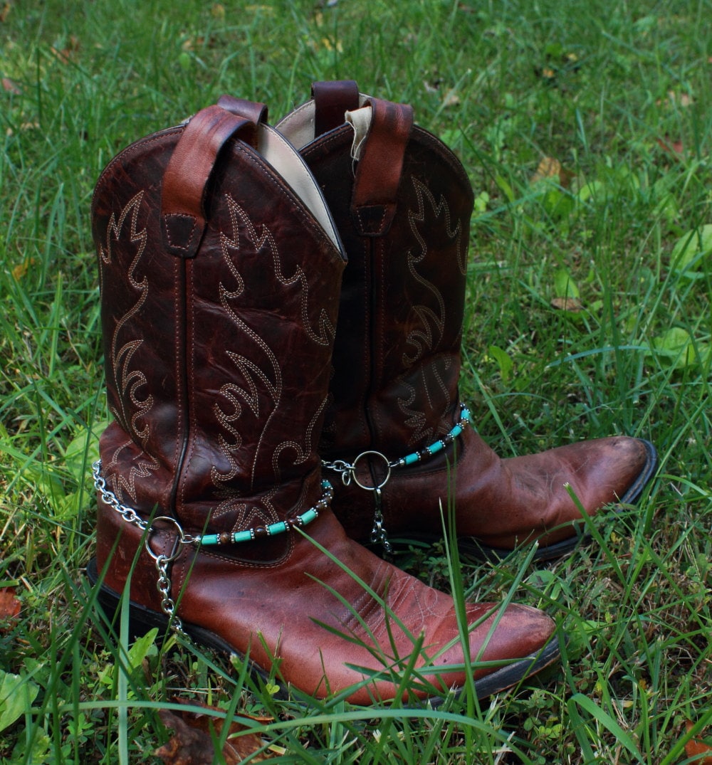 Echtes Tigerauge Und Türkis Howlith Cowboy Bootketten Schmuck Echtes Tigerauge Und Türkis Howlith Cowboy Bootketten Schmuck von sugartreecreek
