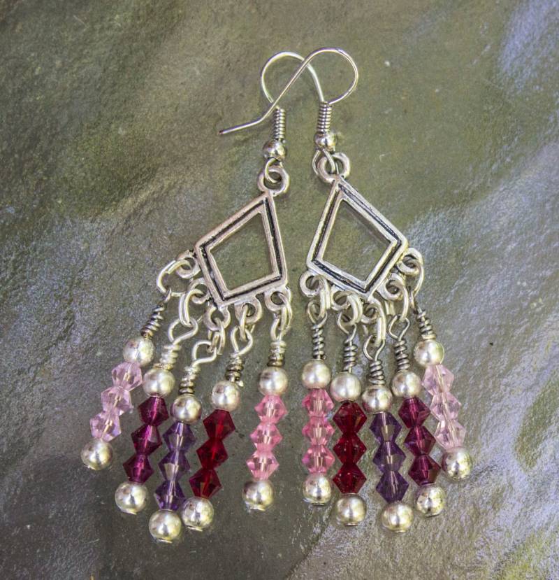 Swarovski Kristall Ohrringe in Rosa, Rot Und Purpur von sugartreecreek