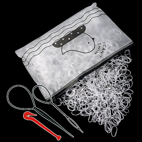 sularpek Sularpek 1000 Stück Haargummis, Haargummis Klein, Mini Haargummis, Durchsichtige Haargummis, Haargummis Mädchen, Mit 1 Stück Haarbänder Cutter Entferner+2 Flechthilfe Haare von sularpek