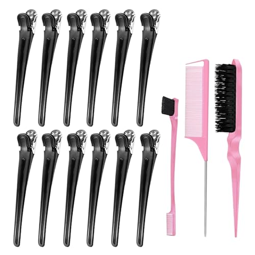 Sularpek 12 Stück Haarclips, Haarklammern Friseurbedarf, Haarspangen Damen zum Stylen und Schneiden, Abteilklammern Friseur Professionelle Salon Haarklammer(Schwarz) von sularpek