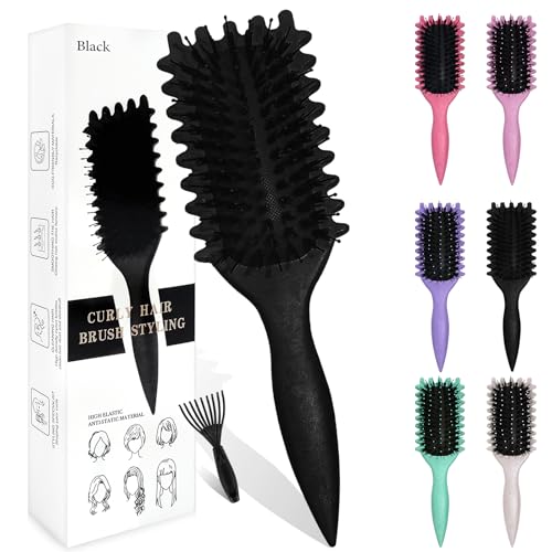 Sularpek Curly Hair Brush, Curl Defining Brush, Curly Hair Brush Styling Brush, Boar Bristle Curl Define Styling Brush for Detangling, Shaping, and Defining Curls for Women and Men (Black) von sularpek