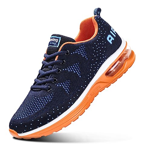 Herren Damen Sportschuhe Air Sneakers Turnschuhe Unisex Laufschuhe Leichtgewichts Walkingschuhe Fitness Shoes Outdoor Schuhe BlueOrangeWhite 40 von Sumateng