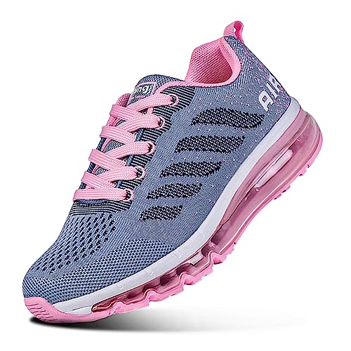 Herren Damen Sportschuhe Air Sneakers Turnschuhe Unisex Laufschuhe Leichtgewichts Walkingschuhe Fitness Shoes Outdoor Schuhe GreyPink 38 von Sumateng