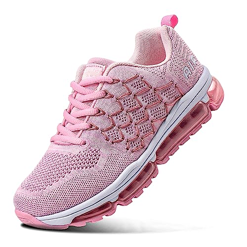 Herren Damen Sportschuhe Air Sneakers Turnschuhe Unisex Laufschuhe Leichtgewichts Walkingschuhe Fitness Shoes Outdoor Schuhe PinkWhite 38 von Sumateng