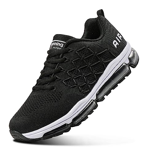 Herren Damen Sportschuhe Air Sneakers Turnschuhe Unisex Laufschuhe Leichtgewichts Walkingschuhe Fitness Shoes Outdoor Schuhe PureBlack 44 von Sumateng