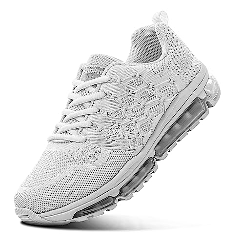 Herren Damen Sportschuhe Air Sneakers Turnschuhe Unisex Laufschuhe Leichtgewichts Walkingschuhe Fitness Shoes Outdoor Schuhe White 45 von Sumateng