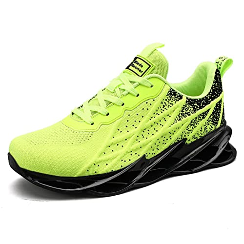 Herren Laufschuhe Leichte Sportschuhe Atmungsaktiv Turnschuhe Joggingschuhe Schnürer Straßenlaufschuhe Running Sneakers Jogging Cycling Fitness Gym Fluorescent Green 40 von Sumateng