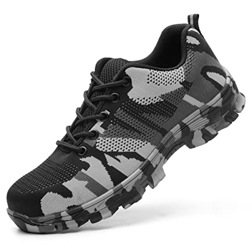 Sumateng Sicherheitsschuhe Arbeitsschuhe Herren Damen Leicht Stahlkappenschuhe Sportlich Schutzschuhe Atmungsaktiv Schuhe mit Stahlkappe 526 Gray 44 von Sumateng