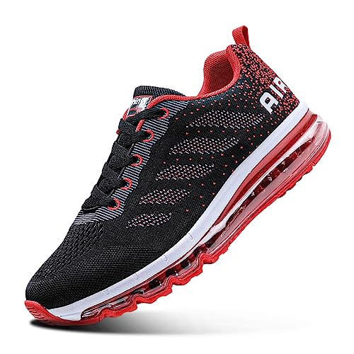 Sumateng Sneaker Damen Air Sportschuhe rutschfest Atmungsaktiv Laufschuhe Luftpolster Turnschuhe Leichte Schuhe Sportschuhe Herren Sneakers 833 Black Red 37 EU von Sumateng