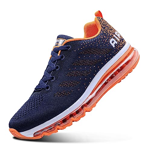 Sumateng Sneaker Damen Air Sportschuhe rutschfest Atmungsaktiv Laufschuhe Luftpolster Turnschuhe Leichte Schuhe Sportschuhe Herren Sneakers 833 Blue Orange 44 EU von Sumateng