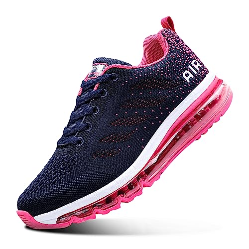 Sumateng Sneaker Damen Air Sportschuhe rutschfest Atmungsaktiv Laufschuhe Luftpolster Turnschuhe Leichte Schuhe Sportschuhe Herren Sneakers 833 Blue Pink 42 EU von Sumateng