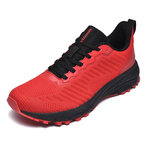 Sumateng Sneaker Herren Sportschuhe rutschfest Atmungsaktiv Laufschuhe Damen Turnschuhe Leichte Schuhe Gym Fitness Joggen Laufen Casual Sneakers Red 44 EU von Sumateng