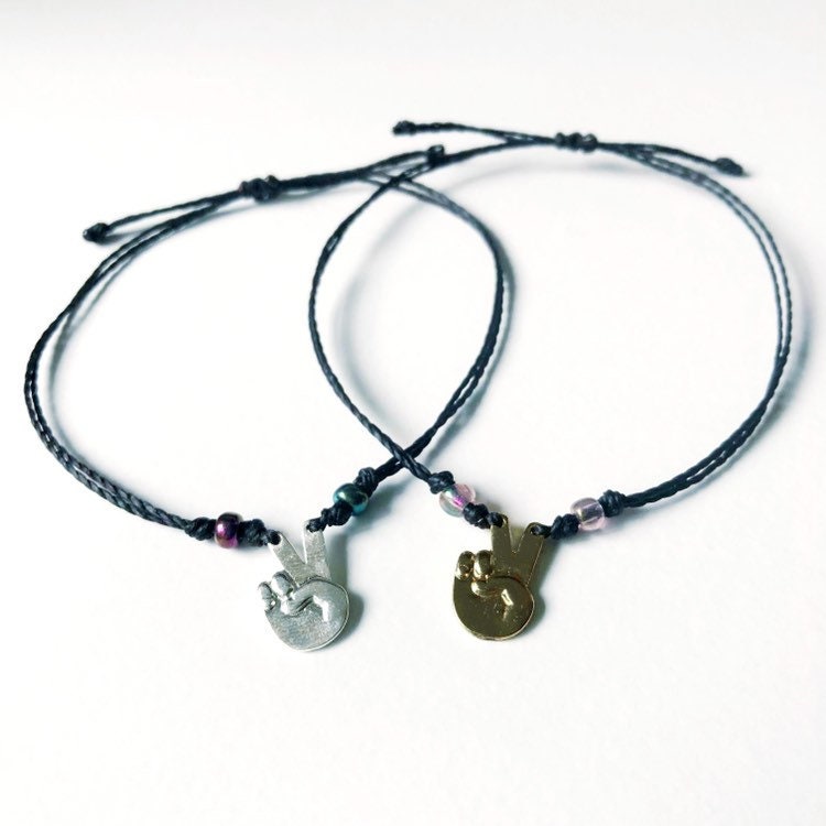 Benutzerdefinierte Verstellbare Wasserdichte Armband, Friedenszeichen Asl Geschenk, Wachsschnur Schnur von summerstylebracelets