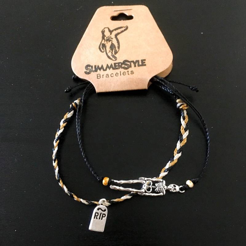 Halloween Skelett & Grabstein Einstellbare Wasserdichte Armband Set, Halloween Schmuck, Wachsschnur Armband, Schnur Halloween Skelett & Grabstein Einstellbare Wasserdichte Armband Set, Halloween Schmuck, Wachsschnur Armband, Schnur von summerstylebracelets