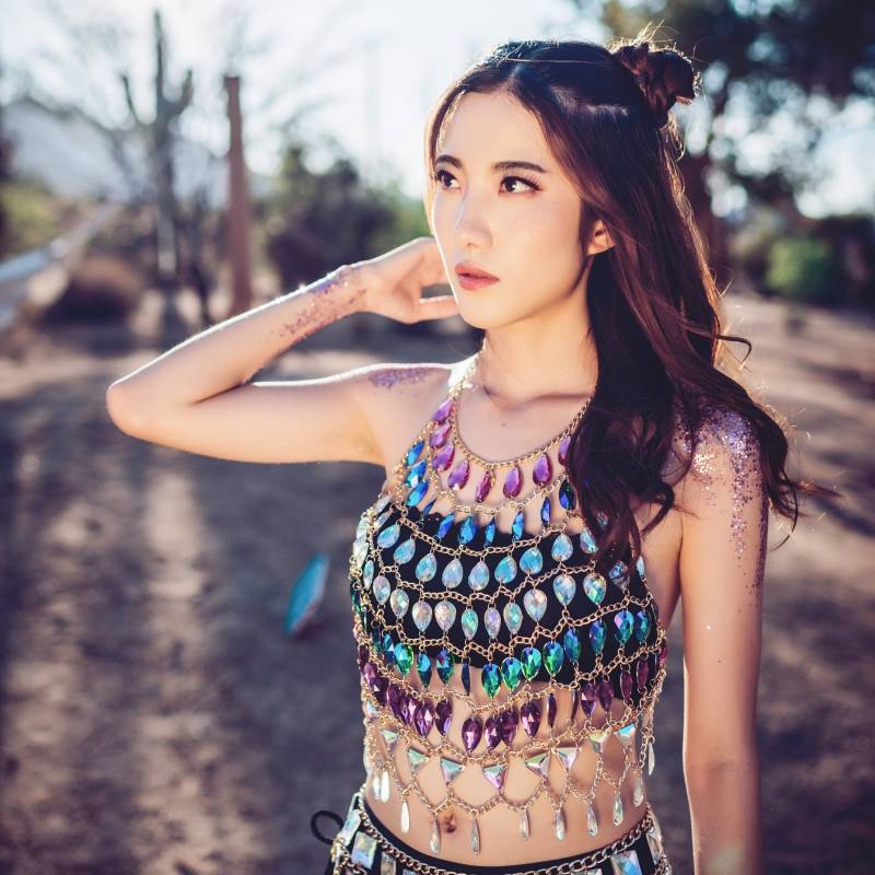 Edc-Outfit, Ketten-Bh, Rave-Bh Karina Schwarzes Kettenschmuck-Topedc-Outfit Edc-Outfit, Ketten-Bh, Rave-Bh Karina Schwarzes Kettenschmuck-Topedc-Outfit von sunandmooncouture