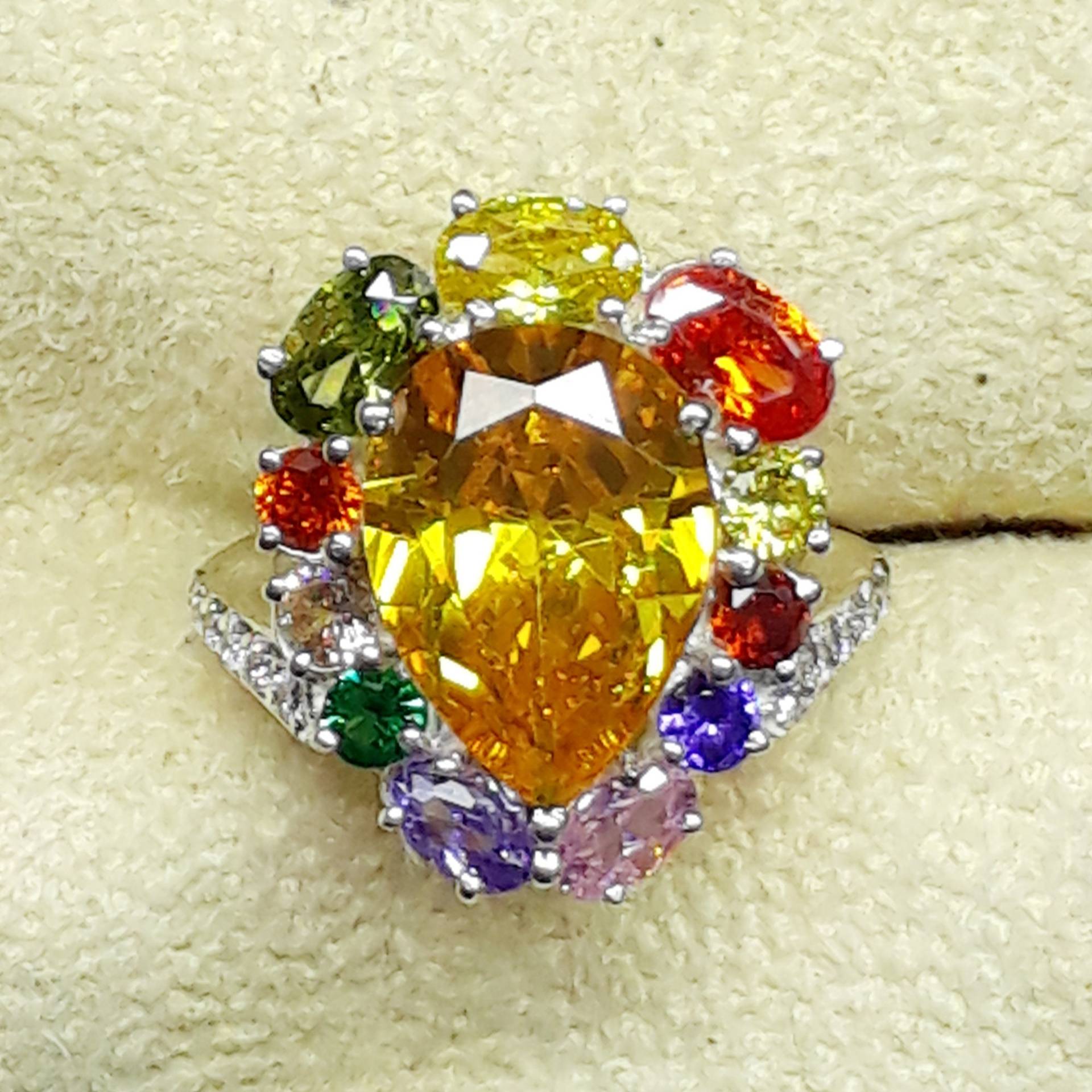 Regenbogen Multi Saphir Ring-Multicolor Stein Ring-Geschenk Für Sie-Schmuck Frauen-Muttertag Ring-Multi Stone Ring-Geburtstagsgeschenk von suncityjewels