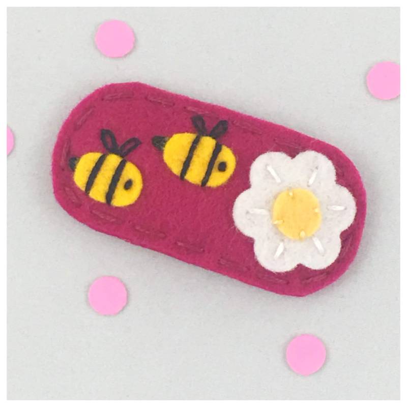 Filz Haarspange, Hummeln Blume, Fuchsia, Mädchen Kleinkind Wollfilz Haarspange von sundropclips